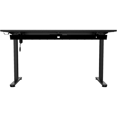 The G-Lab K DESK PLATINIUM (140x75cm, fém, pohár, fejhallgatótartó, motoros magasság áll., RGB) fekete gamer asztal