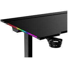 The G-Lab K DESK PLATINIUM (140x75cm, fém, pohár, fejhallgatótartó, motoros magasság áll., RGB) fekete gamer asztal