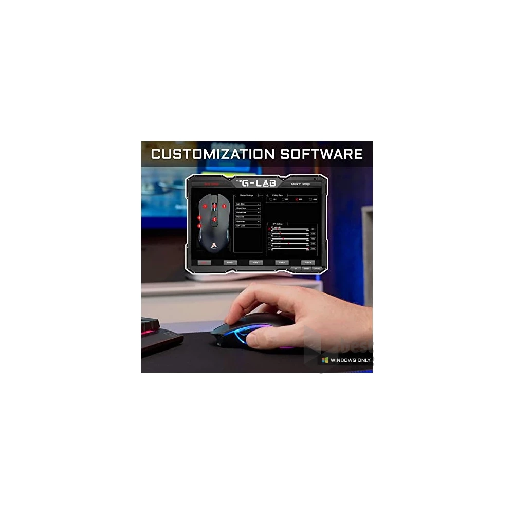 The G-Lab KULT-XENON Vezeték nélküli Gamer Egér - KULT XENON (5000 DPI, 6 gomb, makro, RGB LED, fekete)