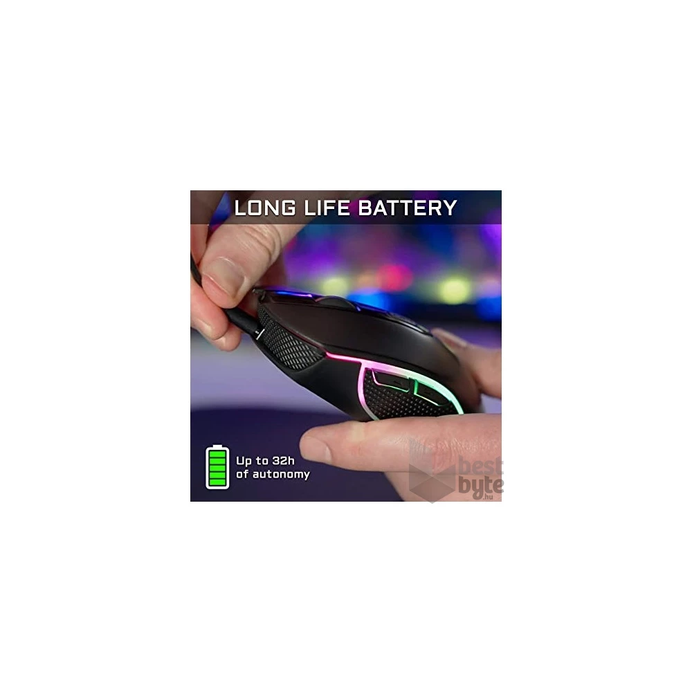 The G-Lab KULT-XENON Vezeték nélküli Gamer Egér - KULT XENON (5000 DPI, 6 gomb, makro, RGB LED, fekete)