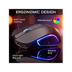 The G-Lab KULT-XENON Vezeték nélküli Gamer Egér - KULT XENON (5000 DPI, 6 gomb, makro, RGB LED, fekete)