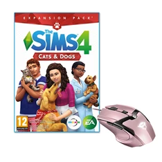 The SIMS 4 Cats & Dogs PC játékszoftver + Trust GXT 101P Gav USB gamer pink egér csomag