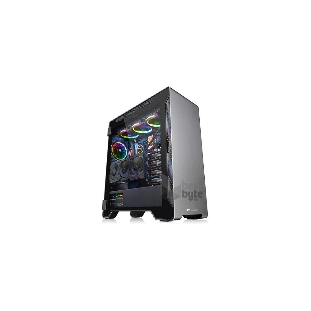 Thermaltake A500 Aluminum Tempered Glass Edition táp nélküli ablakos Mid Tower számítógépház szürke