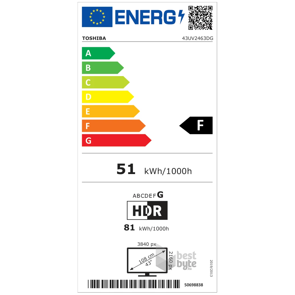 Toshiba 43" 43UV2463DG 4K UHD Smart TV (Újracsomagolt)