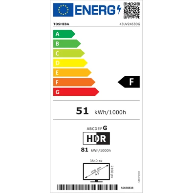 Toshiba 43" 43UV2463DG 4K UHD Smart TV (Újracsomagolt)