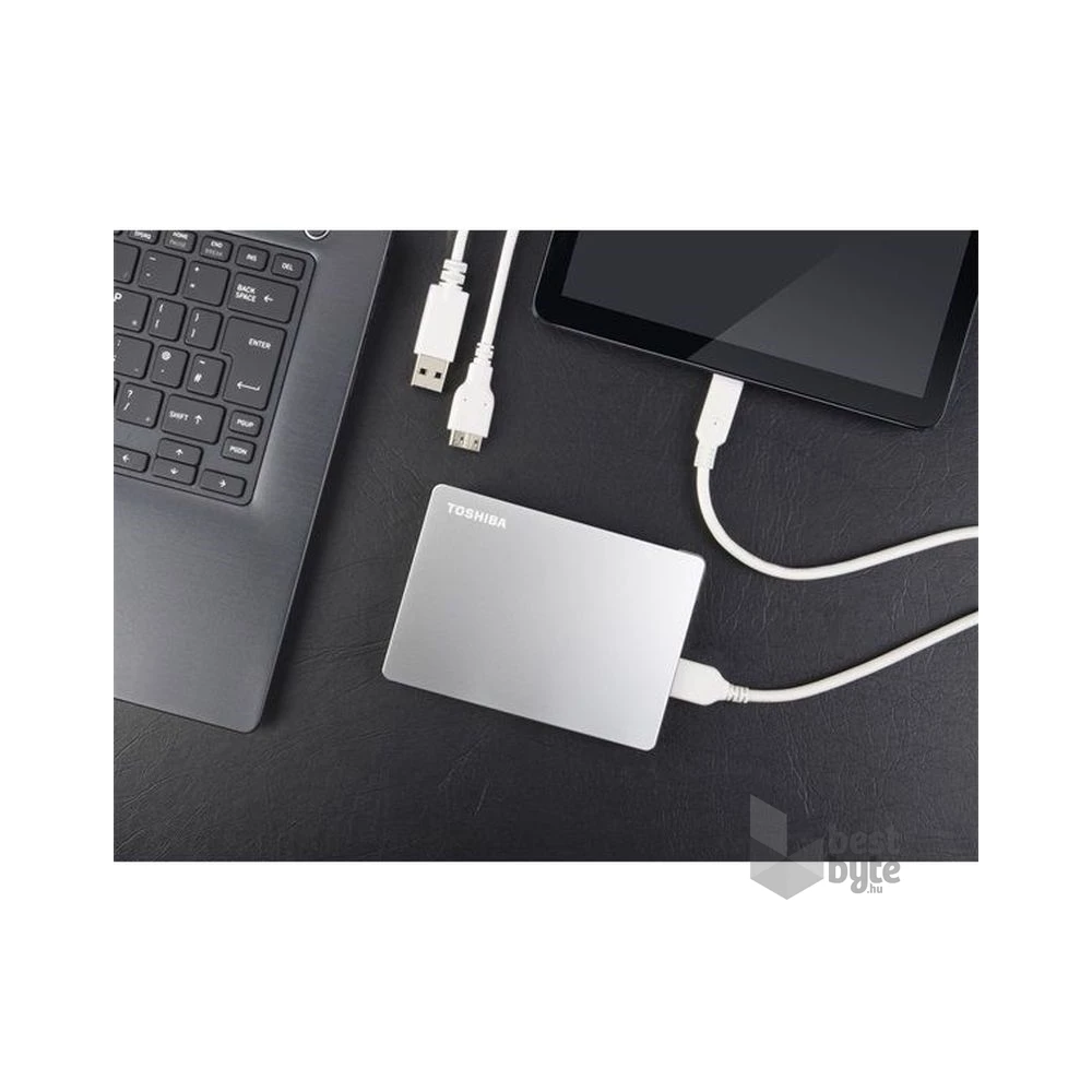 Toshiba Külső HDD 2.5" - 4TB Canvio Flex Ezüst (USB3.2 Gen 1. (USB-A, USB Type-C; ~5Gbps; exFAT+; Mac kompatibilis)