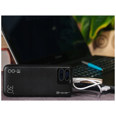 Tracer Blaze 30 000 mAh PD 65W Quick Charge 3.0 fekete hordozható power bank