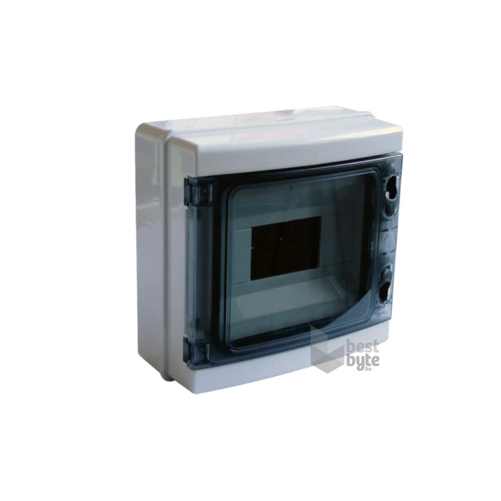 Tracon EDFKIP65-8/1 1×8 mod/ H×W×D=210×215×100mm/ IP65/ 660V AC átlátszó ajtóva/ N/PE sínnel falon kívüli e