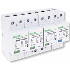 Tracon ESPD1+2+3-25-4P egybeépített T1+T2+T3 AC típusú túlfeszültség levezető