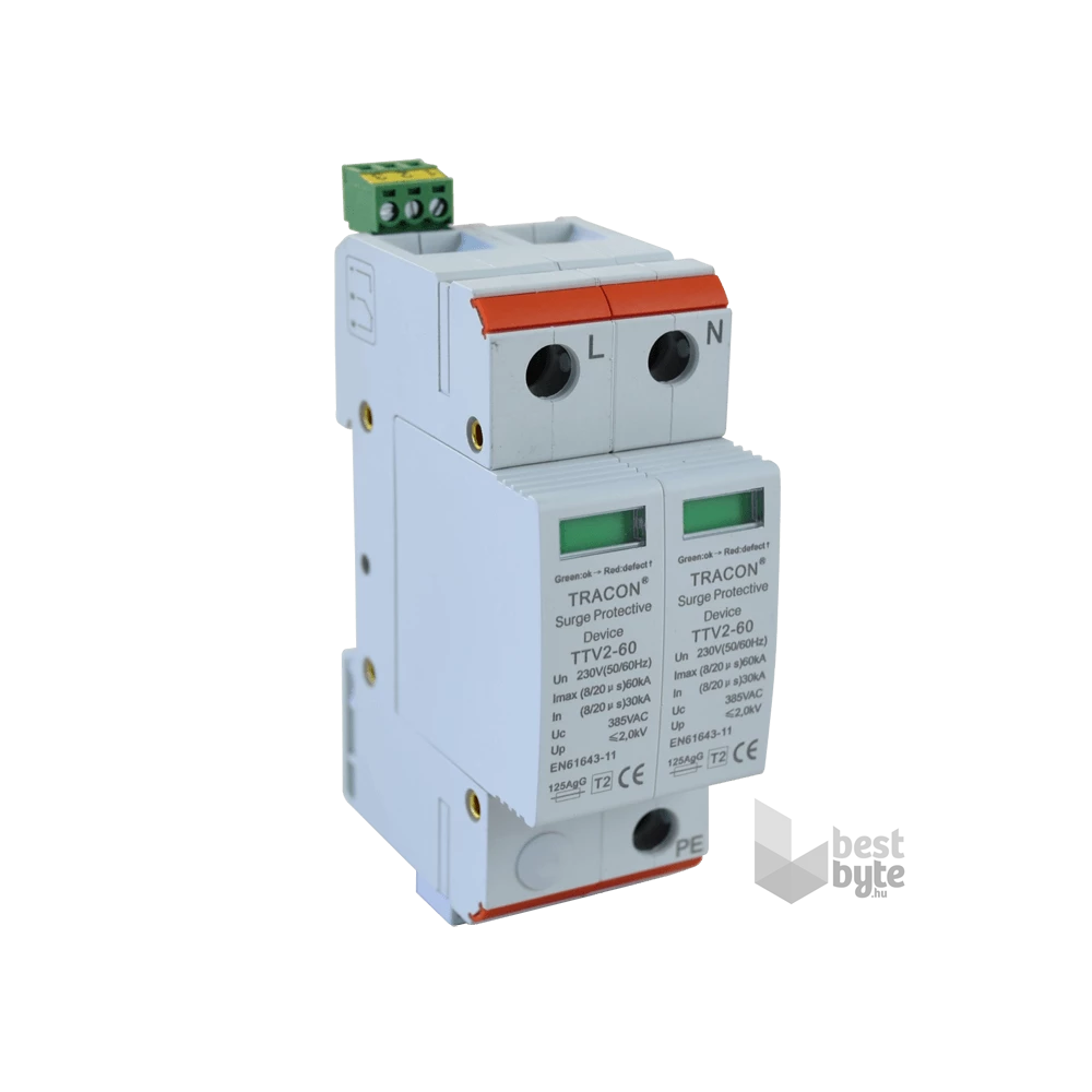Tracon ESPD1+2-50-1P egybeépített T1+T2 AC típusú túlfeszültség levezető