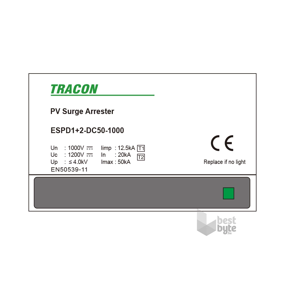 Tracon ESPD1+2-DC50-1000 egybeépített T1+T2 DC típusú túlfeszültséglevezető