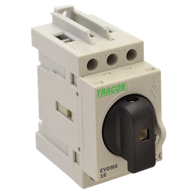 Tracon EVOMS40/3 400V, 50Hz, 40A, 3P, 10mm2 sorolható lakatolható szakaszoló kapcsoló