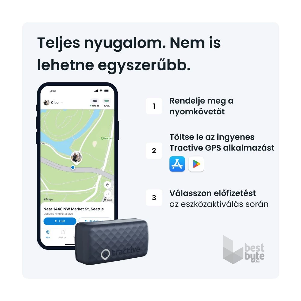 Tractive GPS CAT Mini kék macska GPS nyomkövető és tevékenységfigyelő