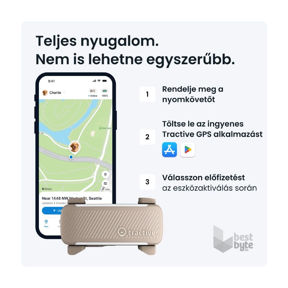 Tractive GPS DOG 6 barna kutya GPS nyomkövető és tevékenységfigyelő
