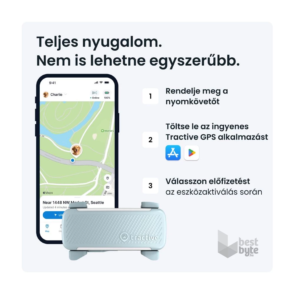Tractive GPS DOG 6 menta kutya GPS nyomkövető és tevékenységfigyelő