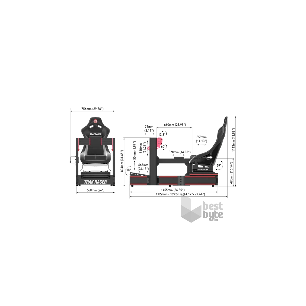 Trak Racer TR160S2-BLK-PART1 TR160S (RIG, max: 35Nm, moduláris, ülés nélküli) fekete szimulátor játékülés