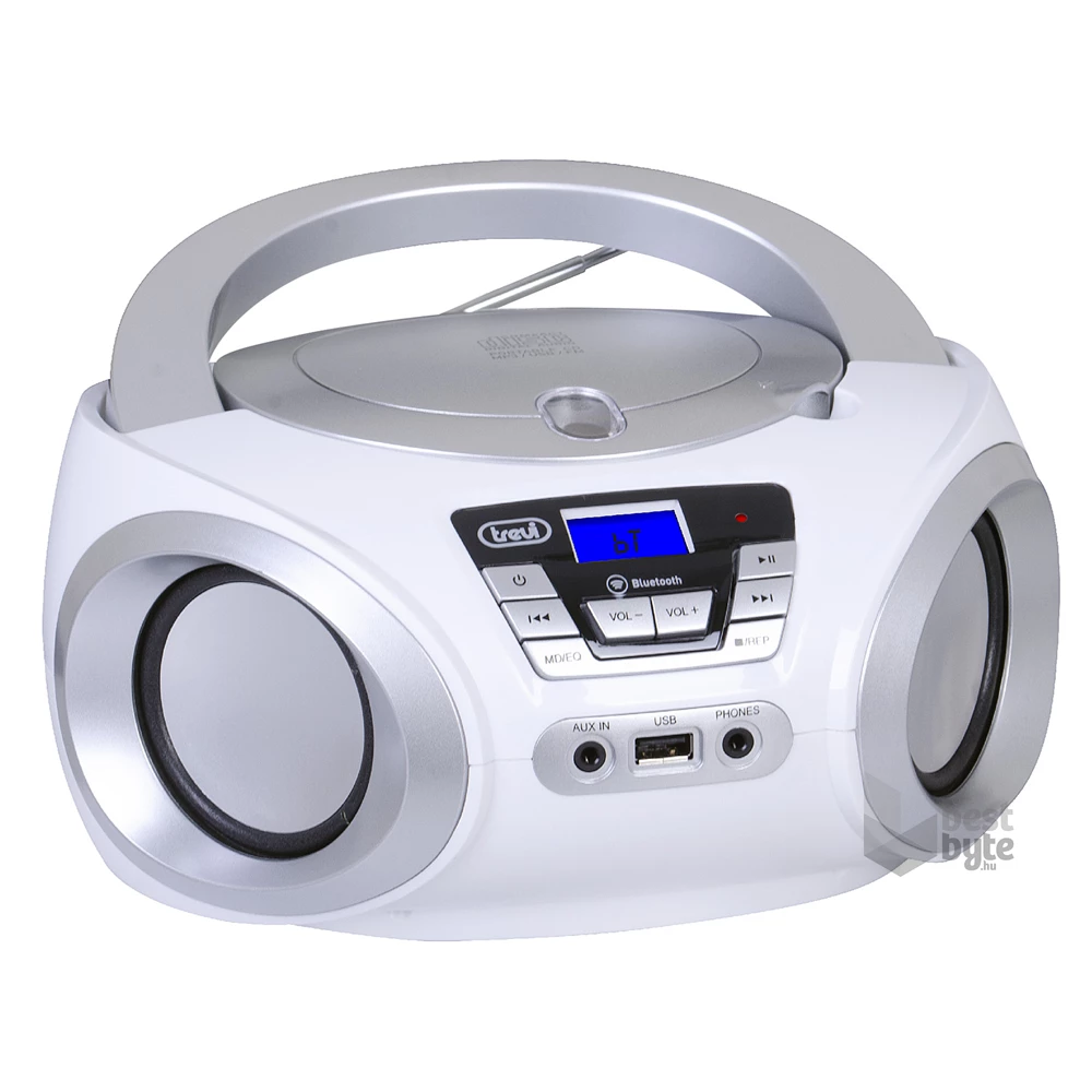 Trevi CMP 544BT hordozható fehér Bluetooth/FM/USB/AUX/CD boombox