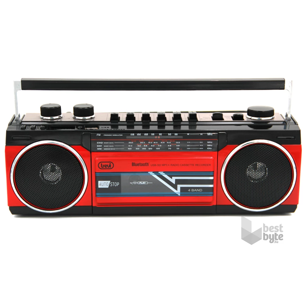 Trevi RR501 retro Bluetooth/USB piros kazettás rádió