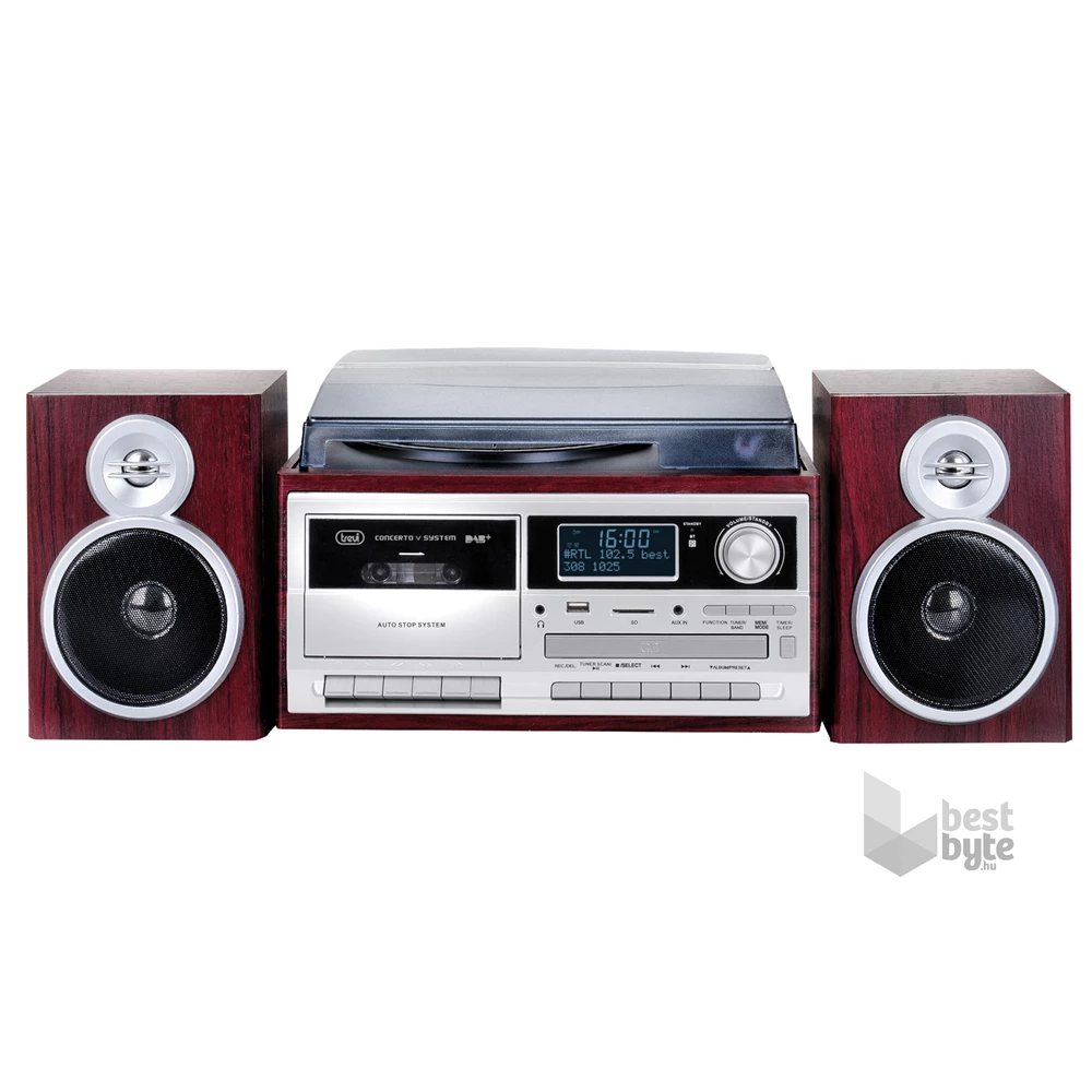 Trevi TT 1072 E fekete retro bakelit lemezjátszó/mini hifi rendszer