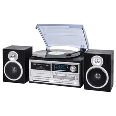 Trevi TT 1072 E sötét fa retro bakelit lemezjátszó/mini hifi rendszer
