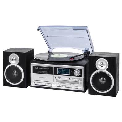 Trevi TT 1072 E sötét fa retro bakelit lemezjátszó/mini hifi rendszer