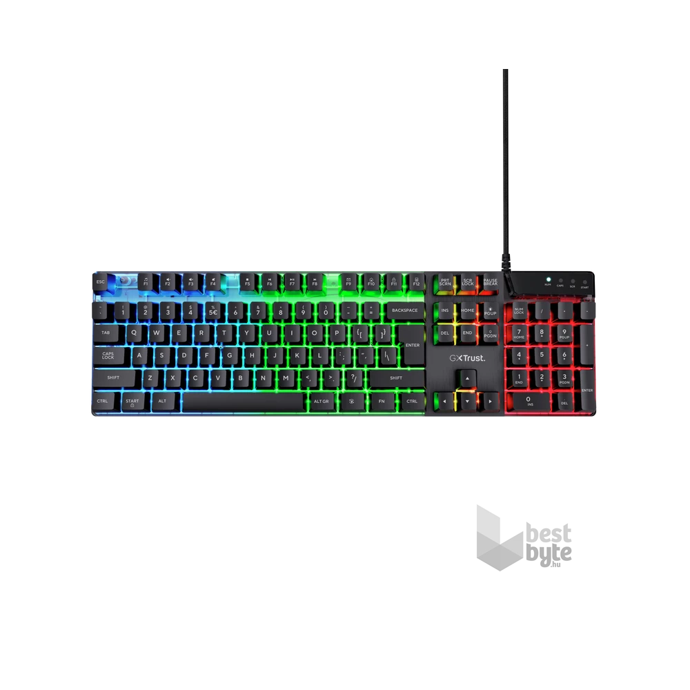 Trust GXT 835 Azor HUN vezetékes fekete gamer billentyűzet