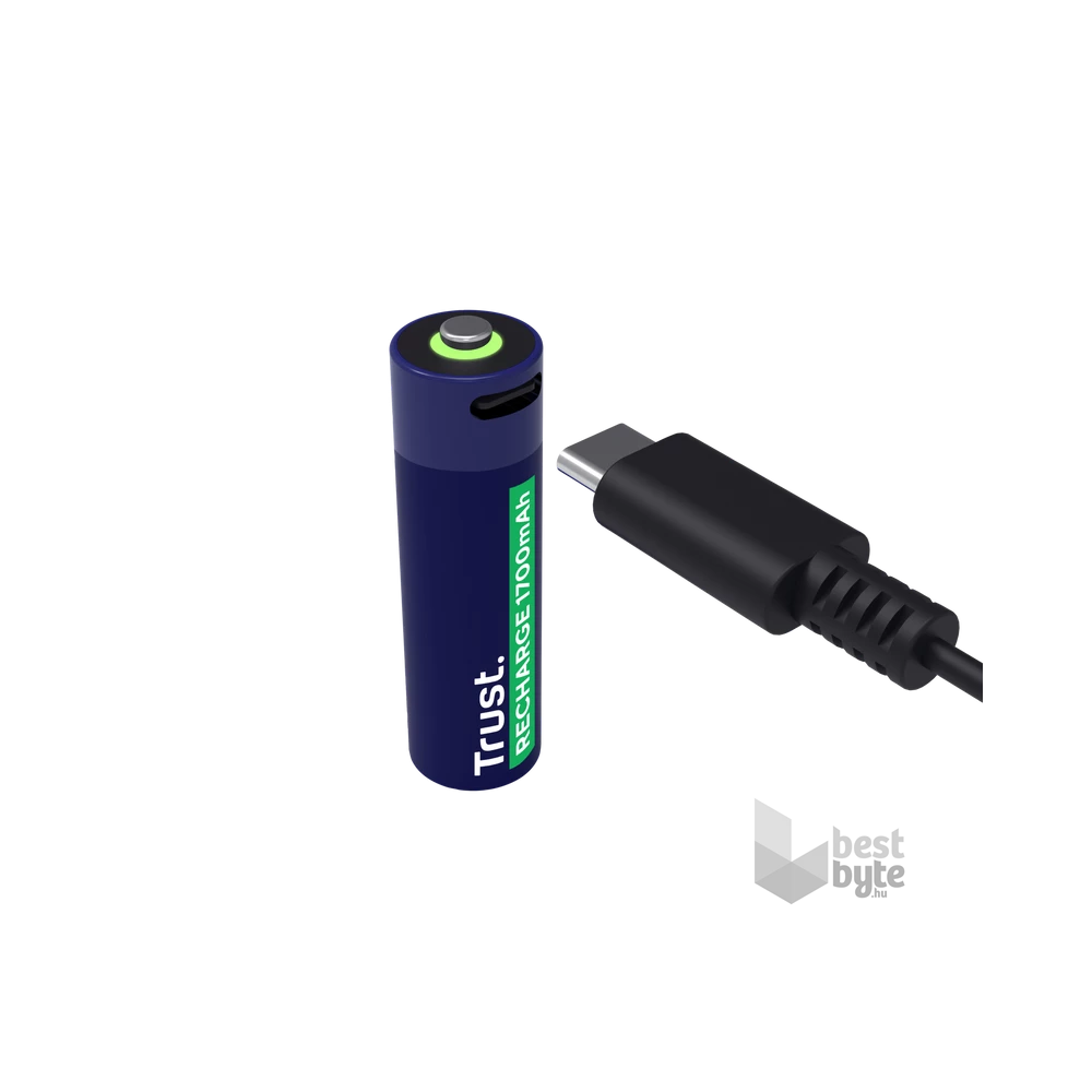Trust újratölthető AA elem USB-C csatlakozással 2db