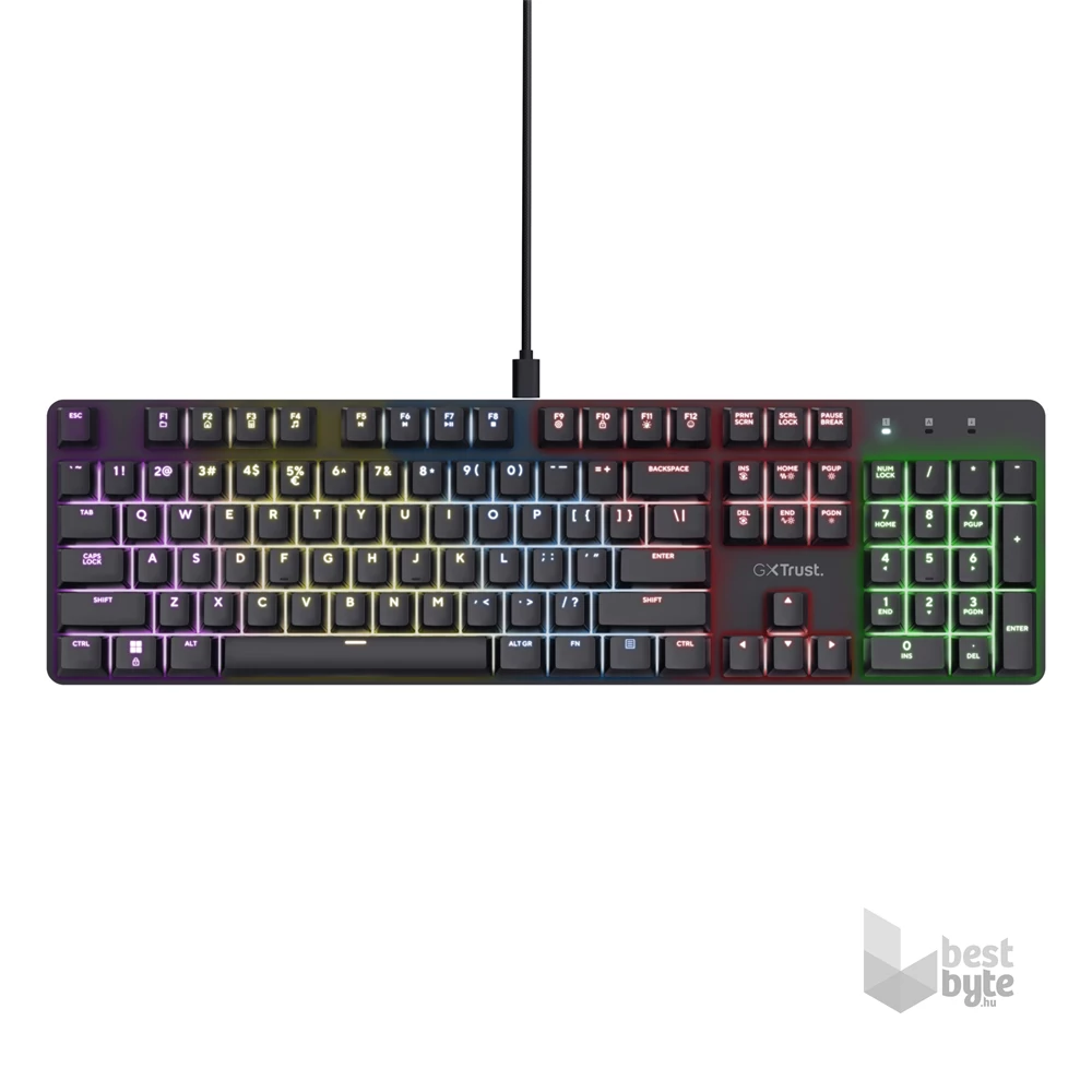 Trust 25683 GXT 871 Zora HUN fekete mechanikus gamer billentyűzet