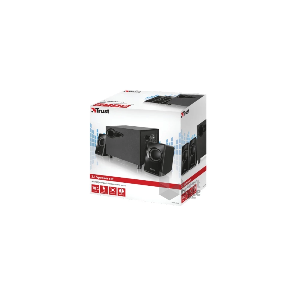 Trust Avora 2.1 Subwoofer Speaker Set jack 18W fekete hangszóró