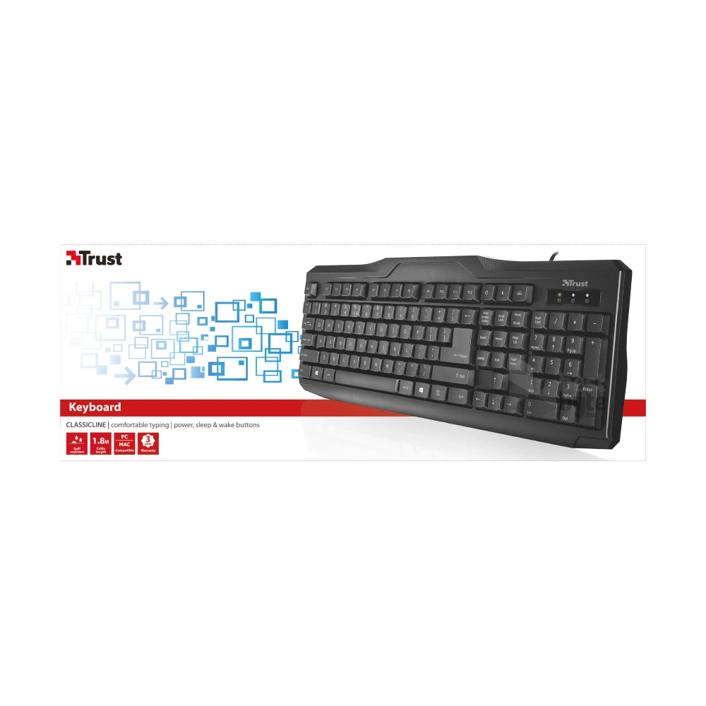 Trust ClassicLine (new) HUN USB fekete billentyűzet