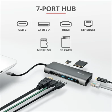 Trust Dalyx USB-C 7 in 1 multiport adapter