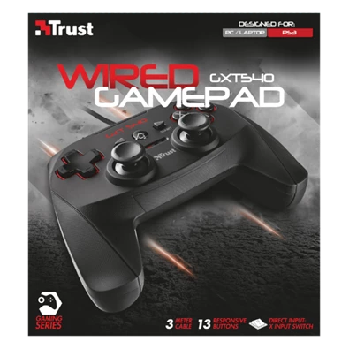 Trust 20712 GXT 540 Yula PC/PS3 fekete gamer kontroller