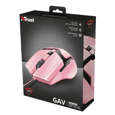 Trust GXT 101P Gav USB pink gamer egér