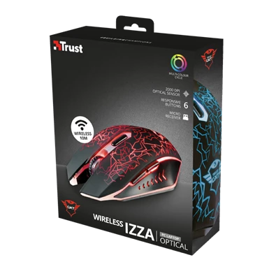 Trust GXT 107 Izza vezeték nélküli fekete gamer egér