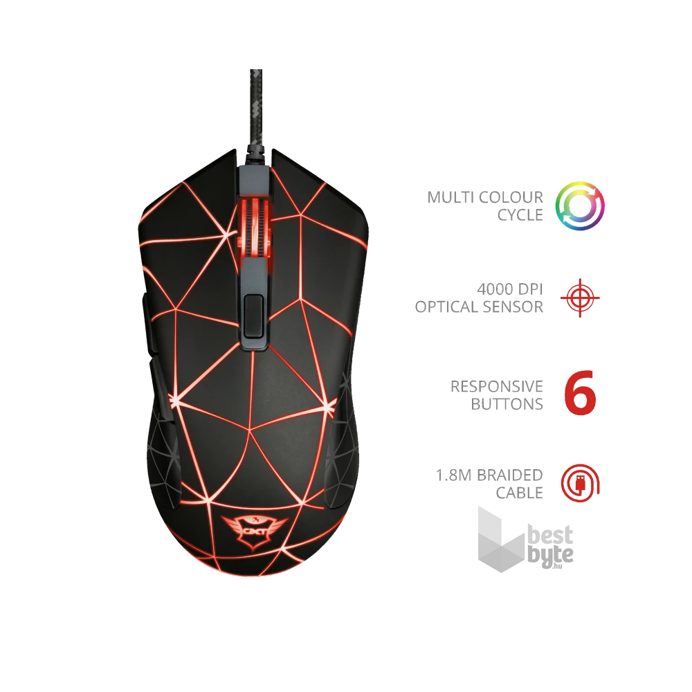 Trust GXT 133 Locx fekete gamer egér