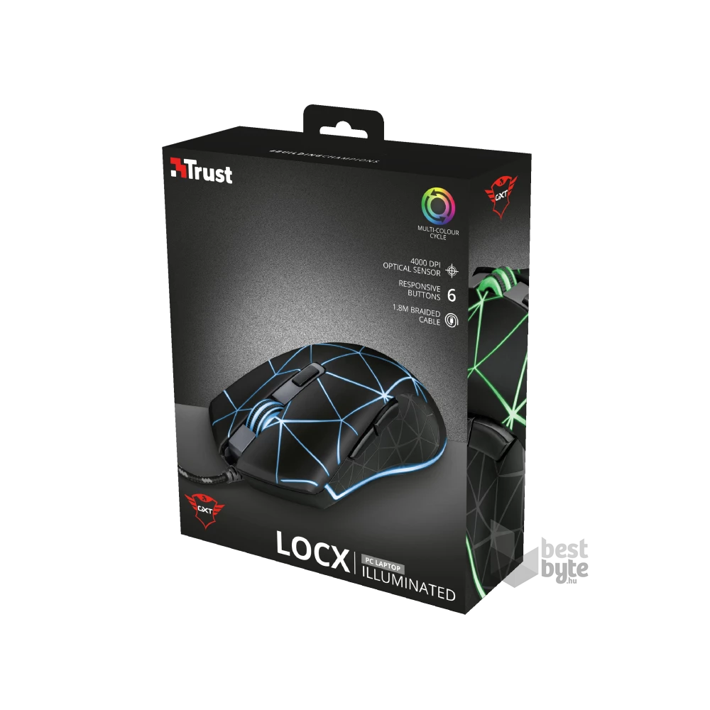 Trust GXT 133 Locx fekete gamer egér
