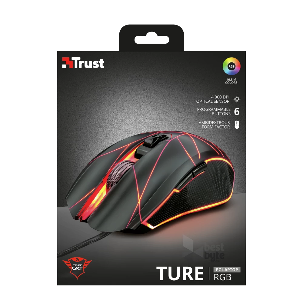 Trust GXT 160 Ture Illuminated fekete gamer egér
