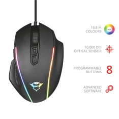 Trust GXT 165 Celox RGB fekete gamer egér