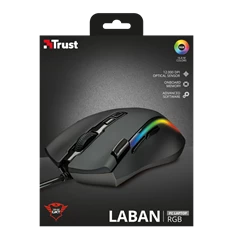 Trust GXT 188 Laban RGB vezetékes fekete gamer egér