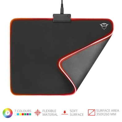 Trust GXT 762 Glide-Flex Illuminated flexible világító fekete gamer egérpad