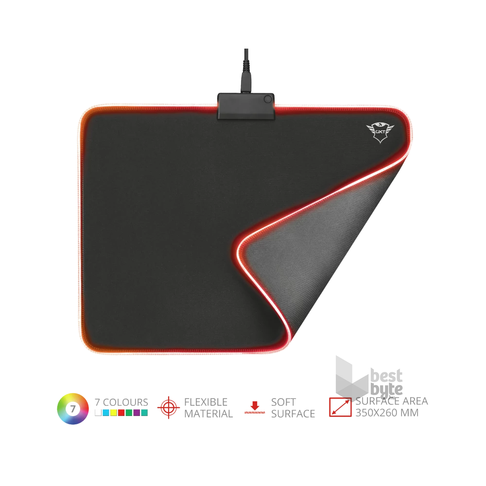 Trust GXT 762 Glide-Flex Illuminated flexible világító fekete gamer egérpad