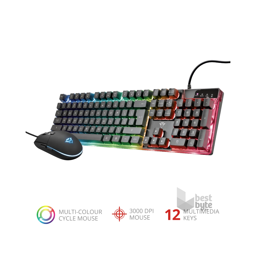 Trust GXT 838 Azor HUN fekete gamer billentyűzet + gamer egér