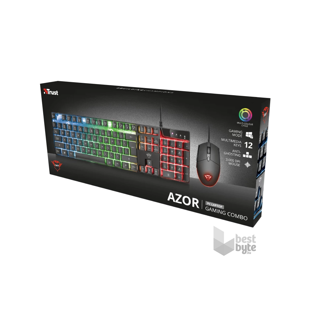 Trust GXT 838 Azor HUN fekete gamer billentyűzet + gamer egér