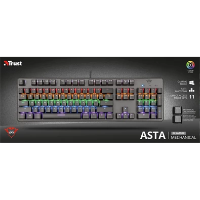 Trust GXT 865 Asta HUN USB fekete mechanikus gamer billentyűzet
