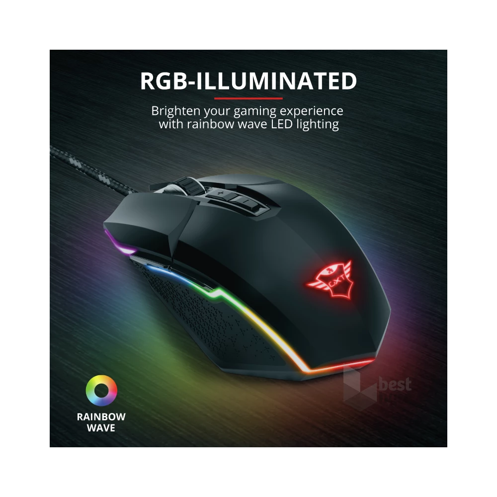 Trust GXT 950 Idon Illuminated RGB fekete gamer egér