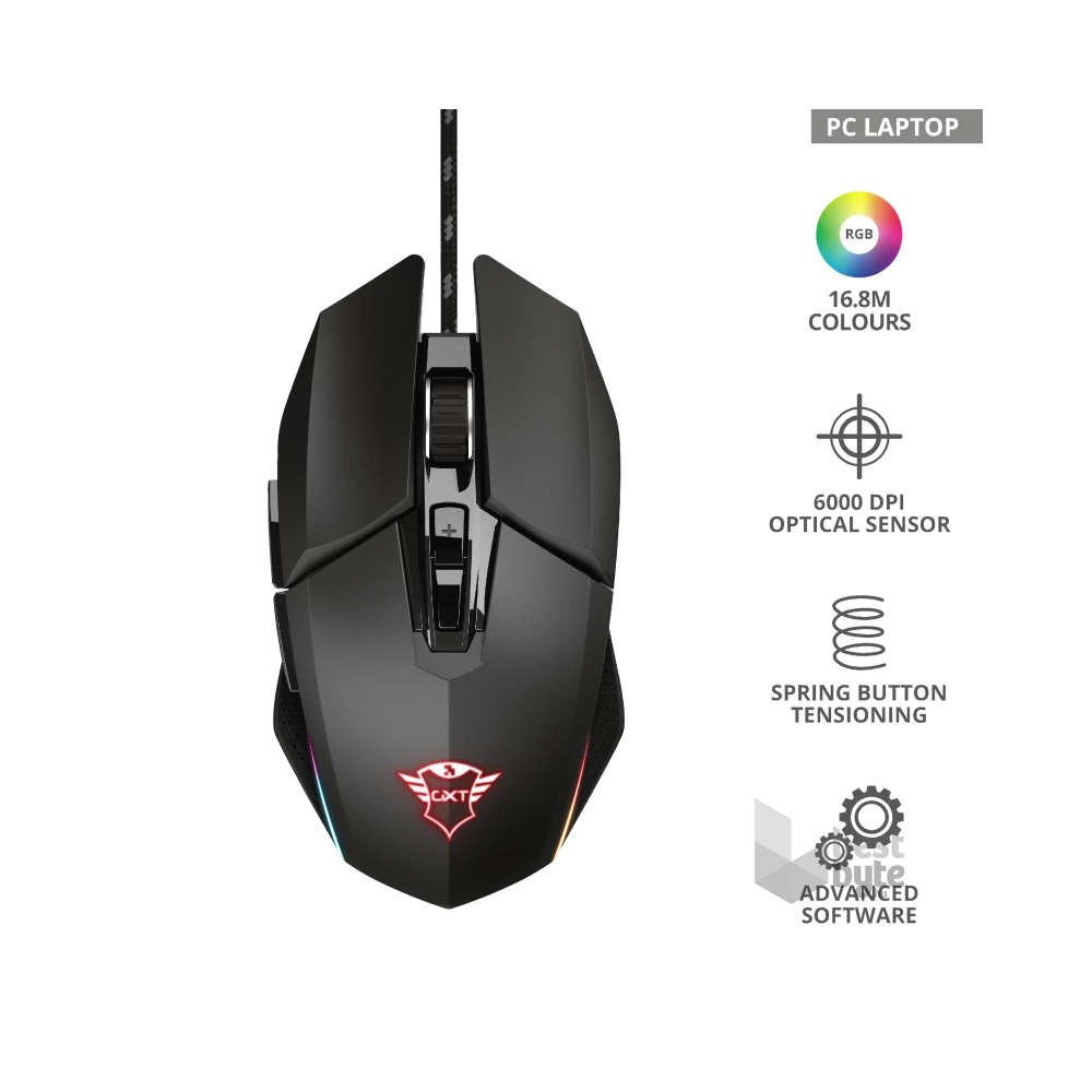 Trust GXT 950 Idon Illuminated RGB fekete gamer egér