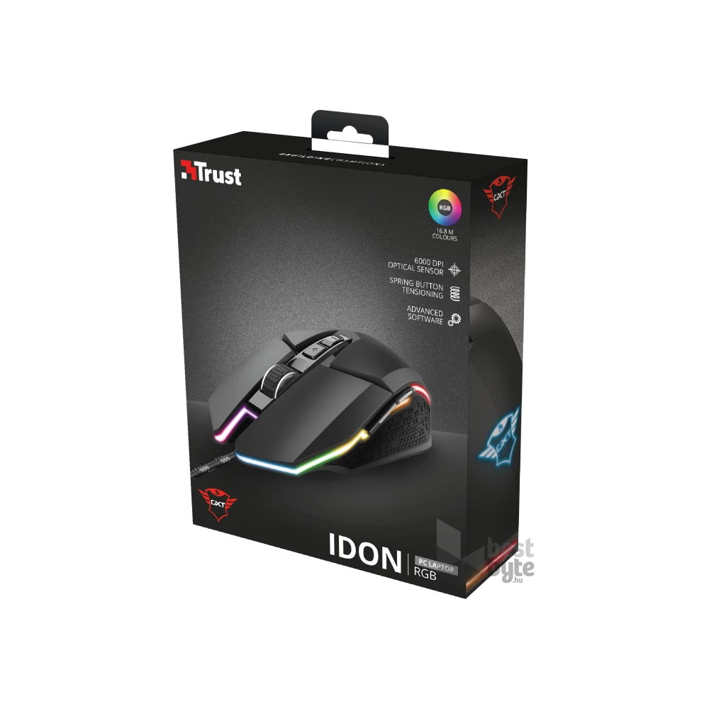 Trust GXT 950 Idon Illuminated RGB fekete gamer egér