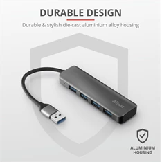 Trust Halyx 4 portos USB3.2 alumínium HUB