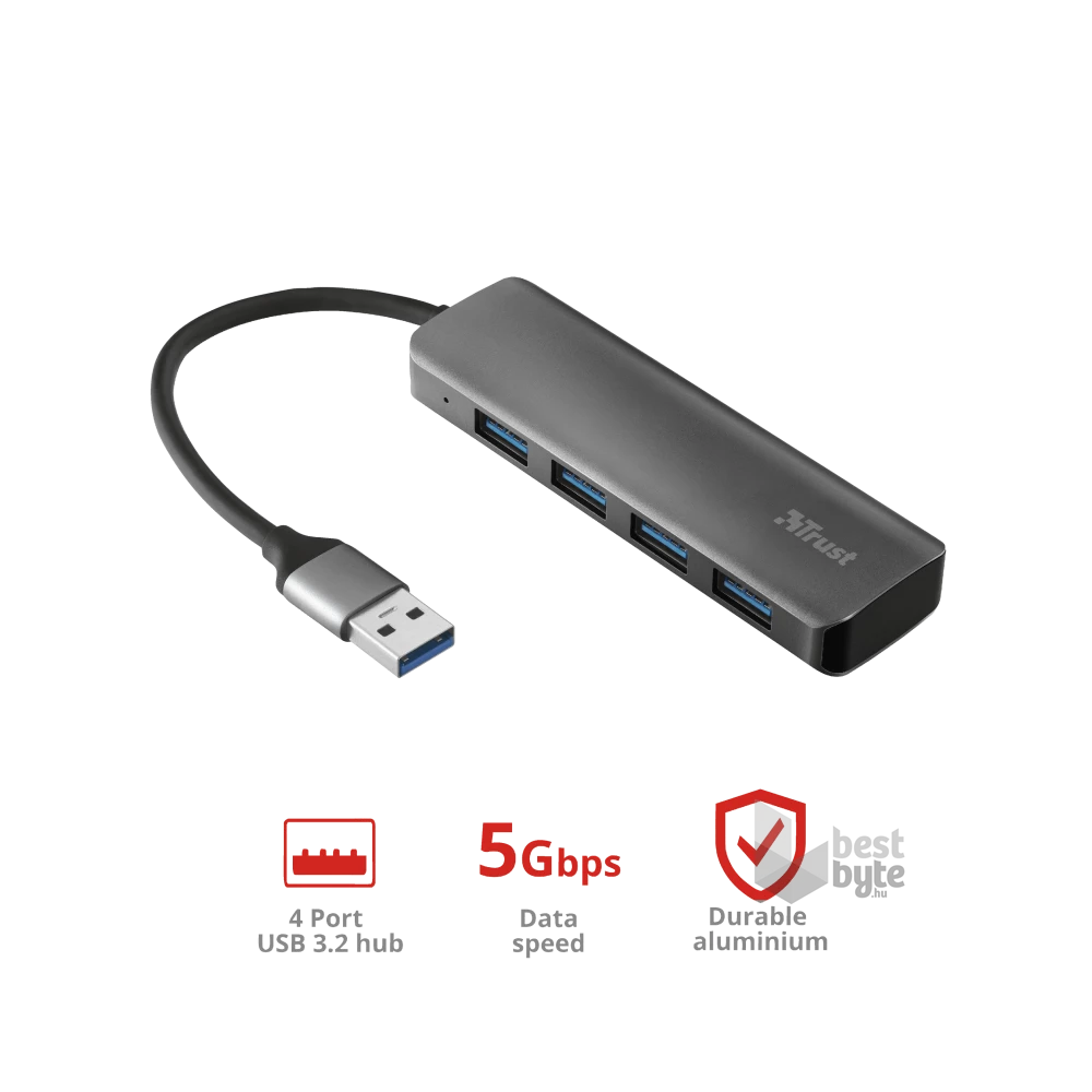 Trust Halyx 4 portos USB3.2 alumínium HUB