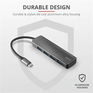 Trust Halyx 4 portos USB-C  USB3.2 alumínium HUB
